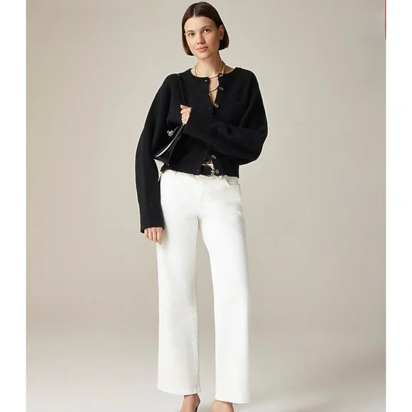 NWT J. Crew Petite Lower-rise Full-length Slim-wide Jean White Denim - Picture 1 of 6